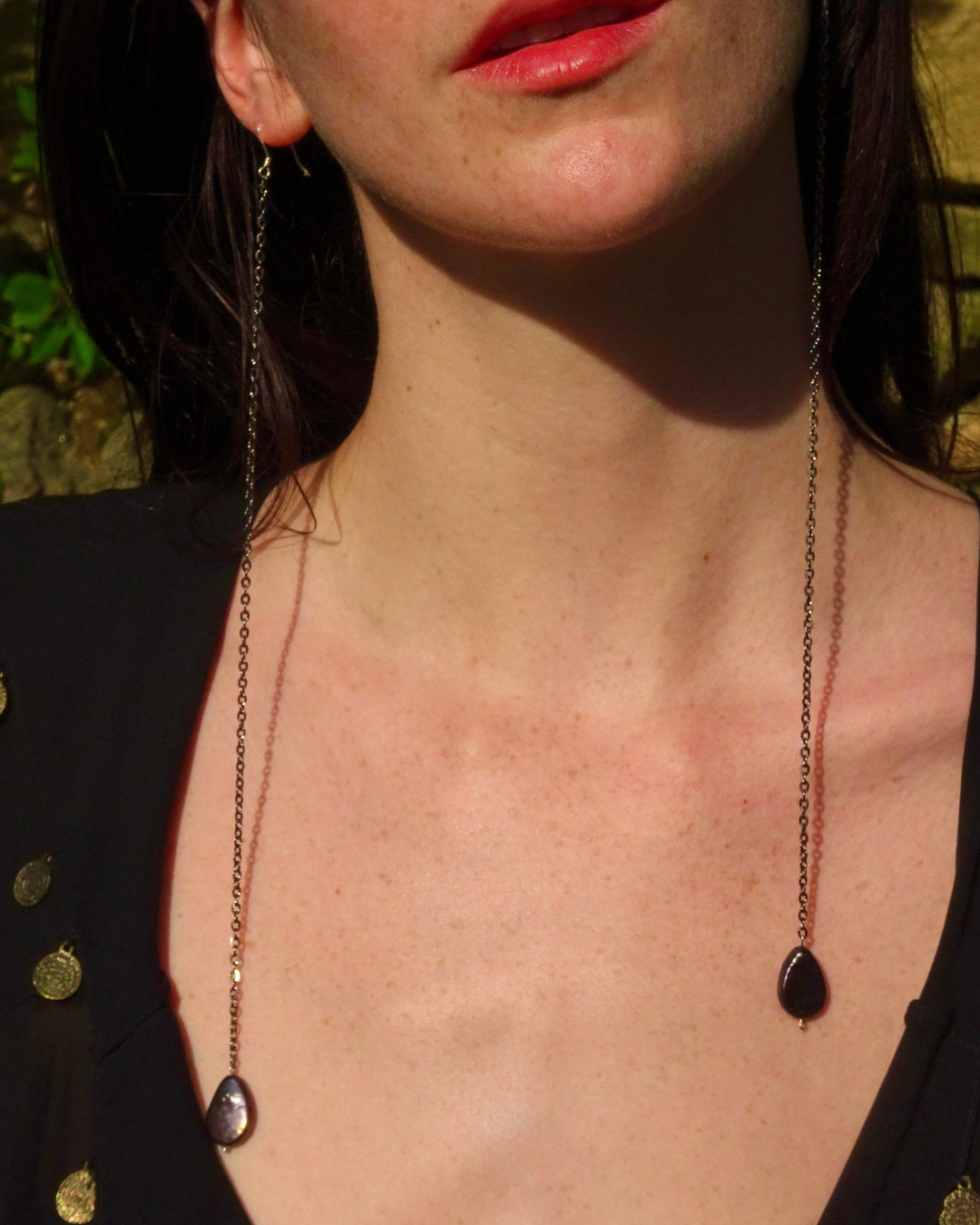 Black Pearl Dangle Earrings