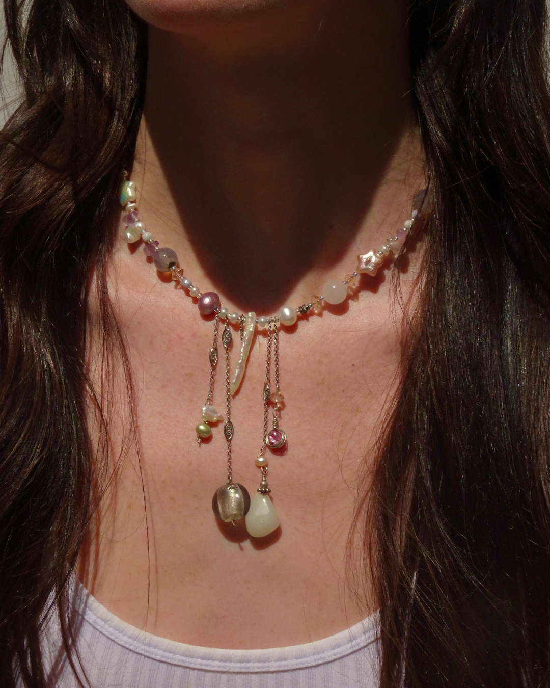 Double Drop Pendant Necklace