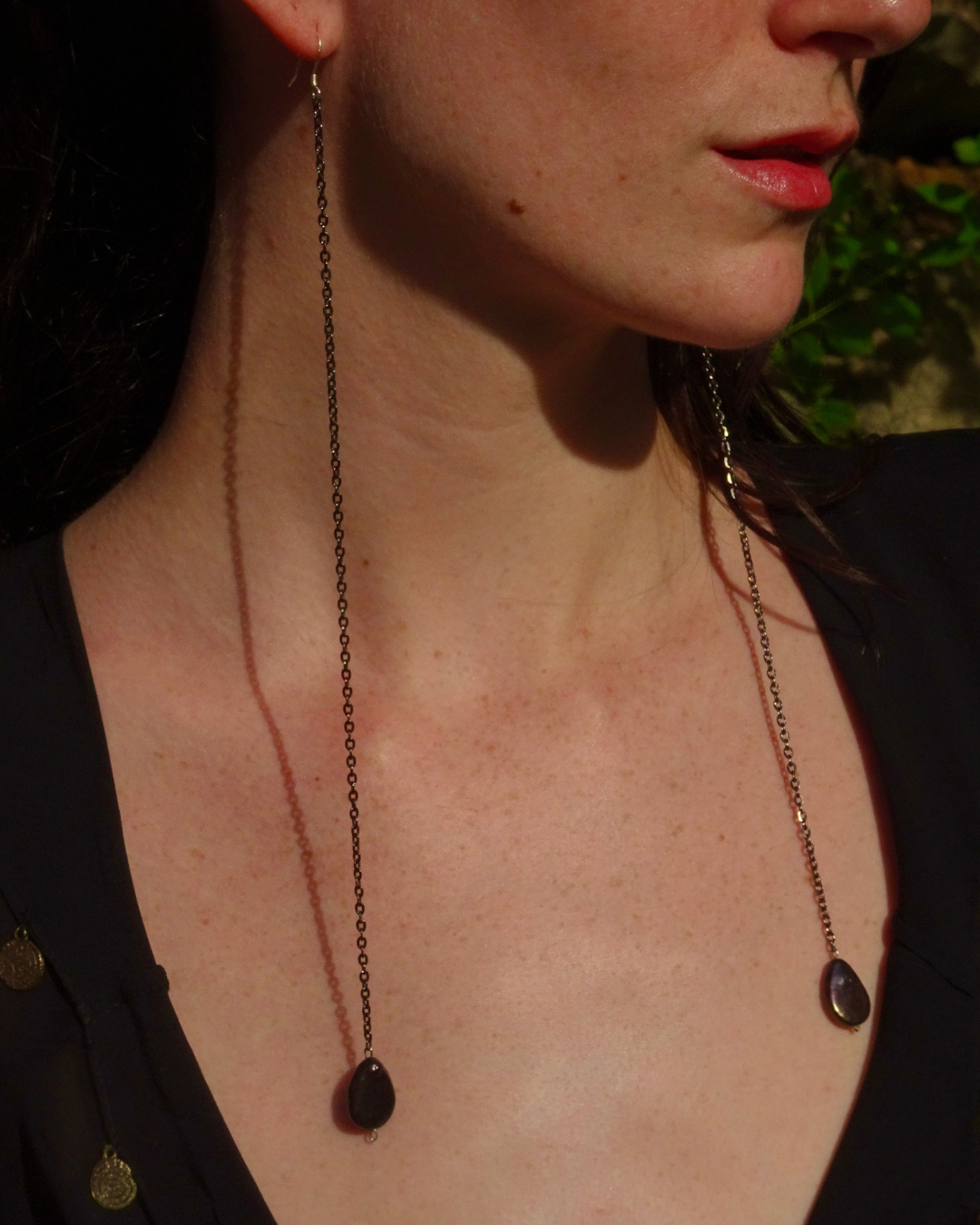 Black Pearl Dangle Earrings