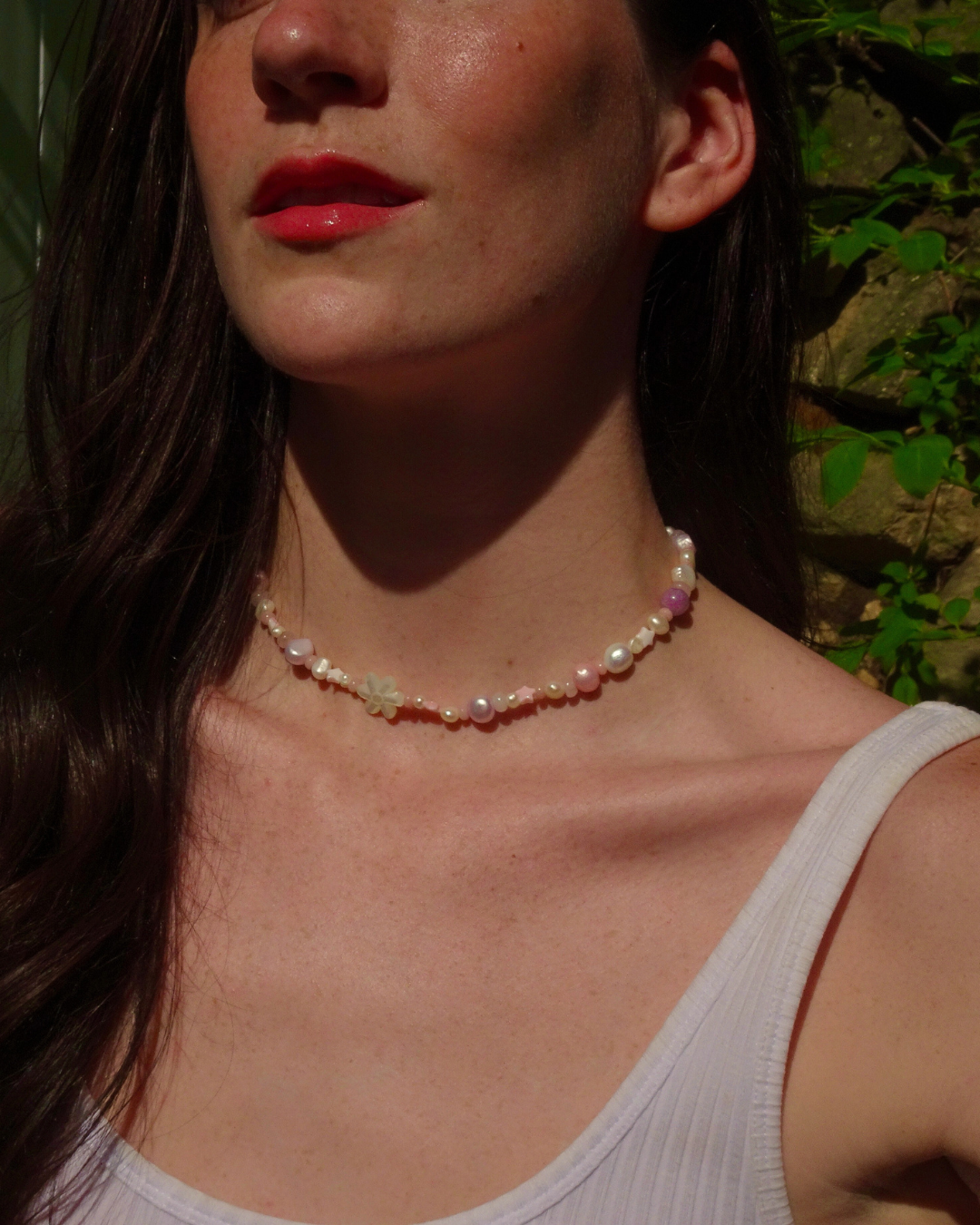 Flower Pearl Beaded Necklace