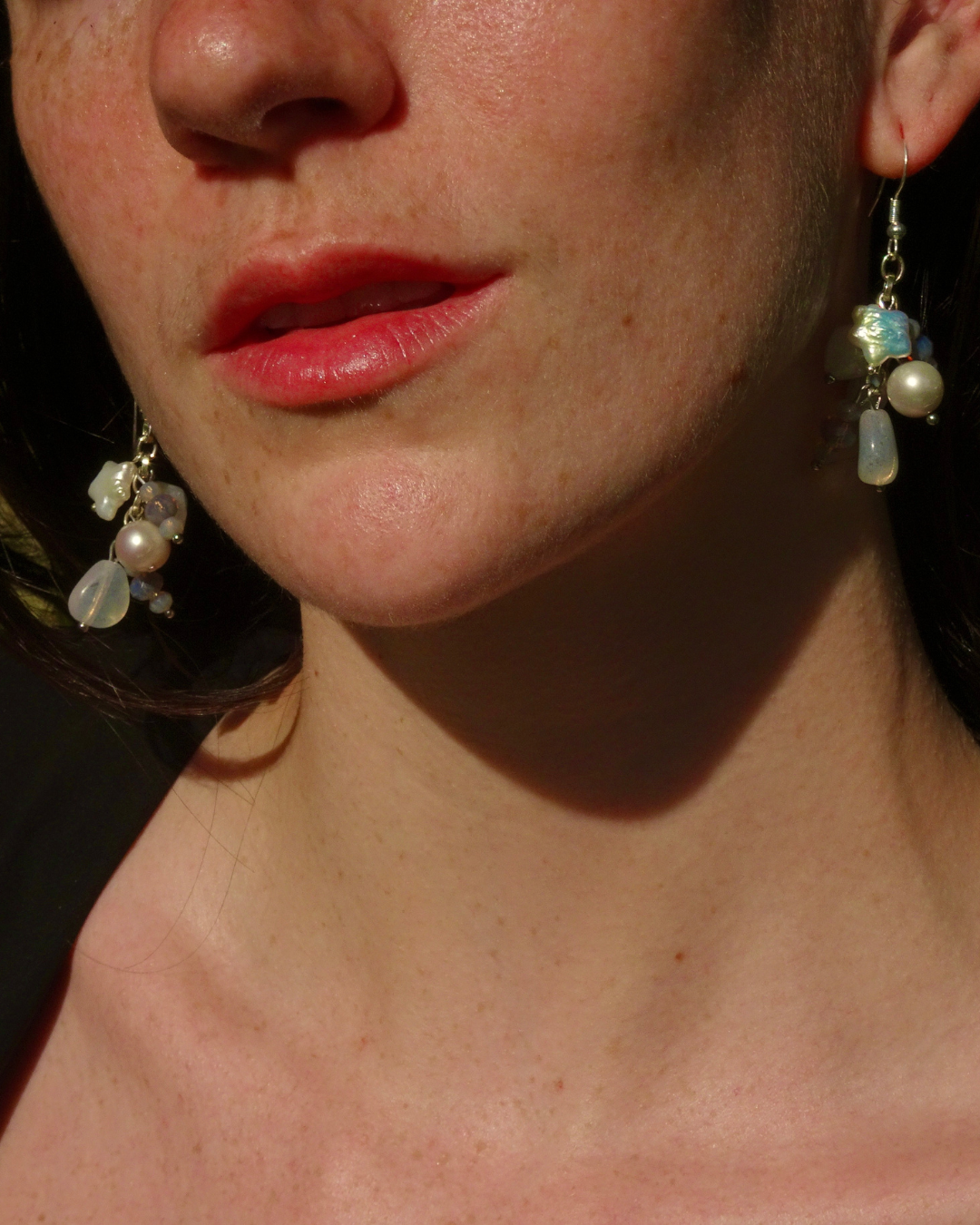 Opal Pearl Cluster Earrings