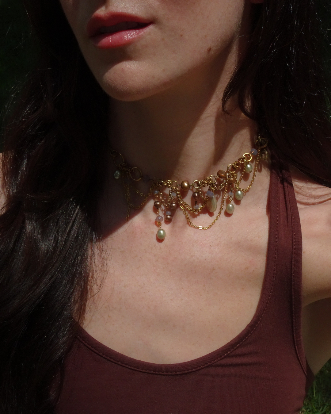 Gold Pearl Layered Choker