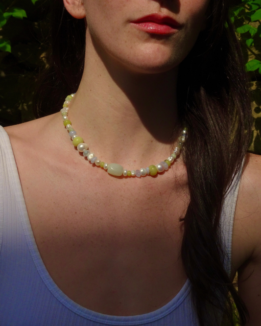 Seaglass Pearl Beaded Necklace