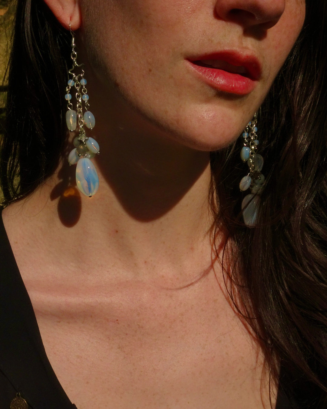 Opal Star Drop Earrings