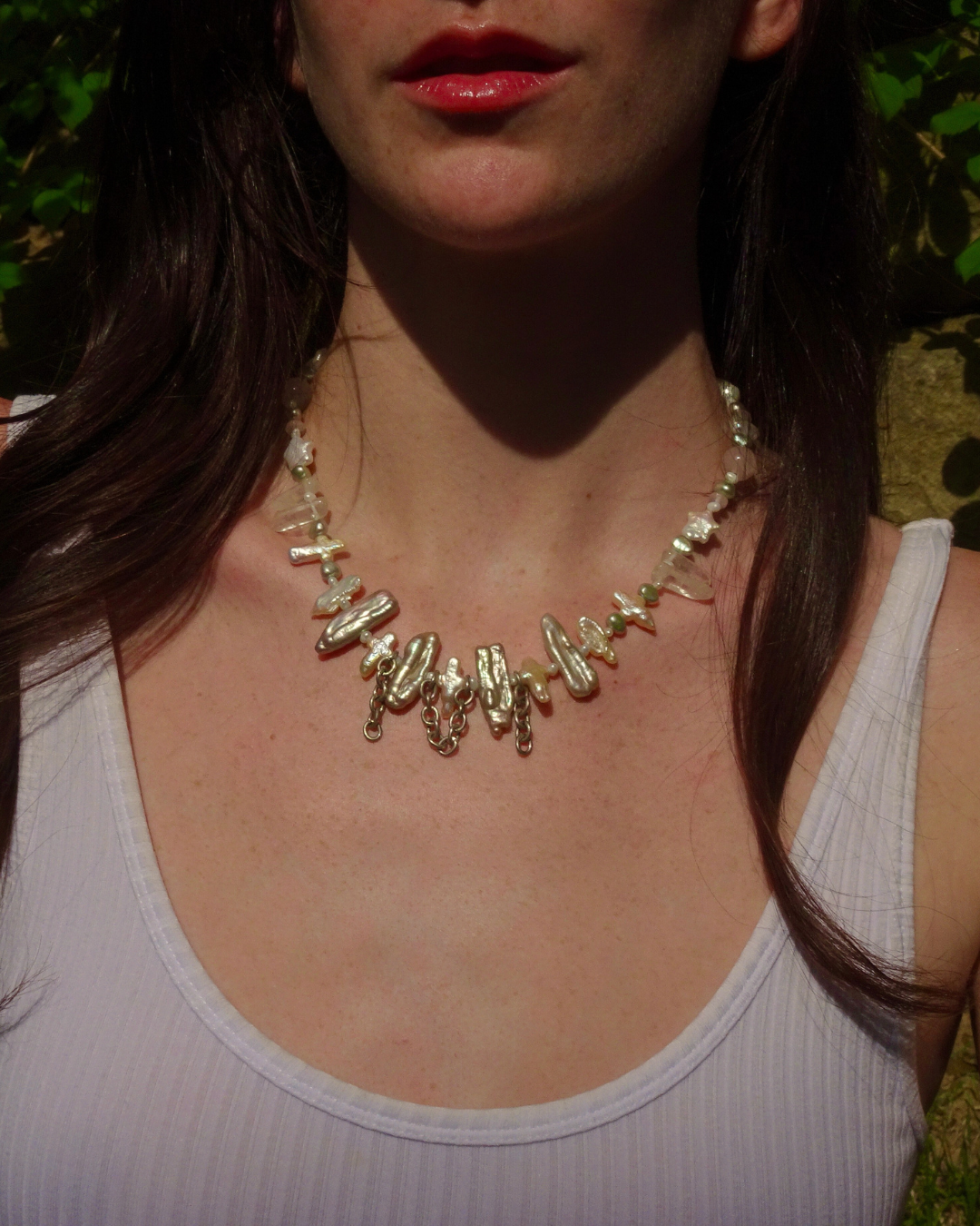 Chunky Cross Pearl Choker