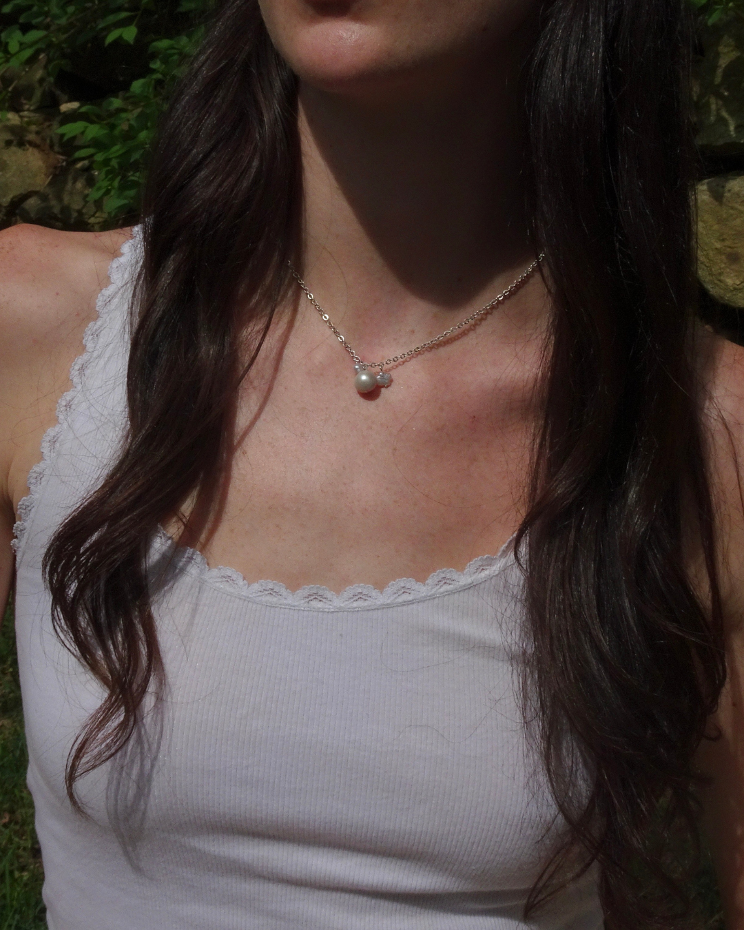 Three Pearl Pendant Necklace