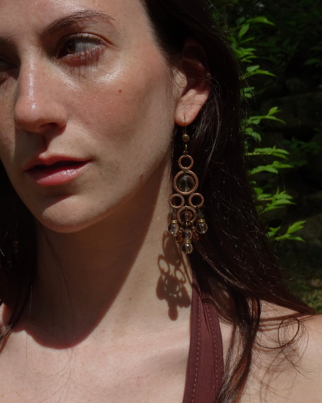 Amber Glass Beaded Earrings