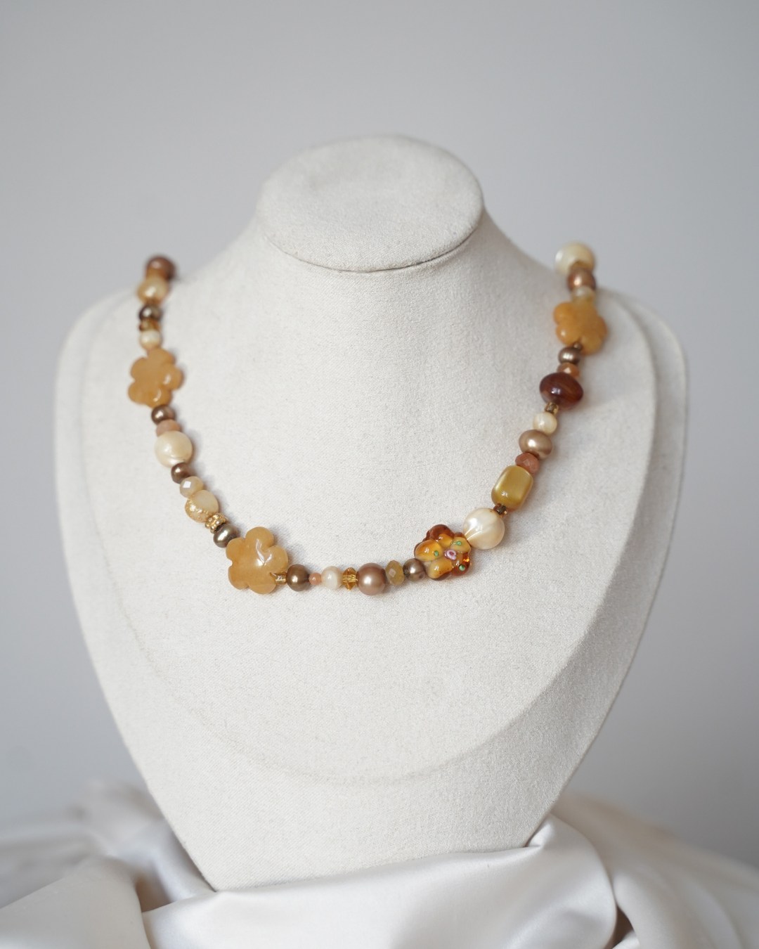 Orange Glass Beaded Choker