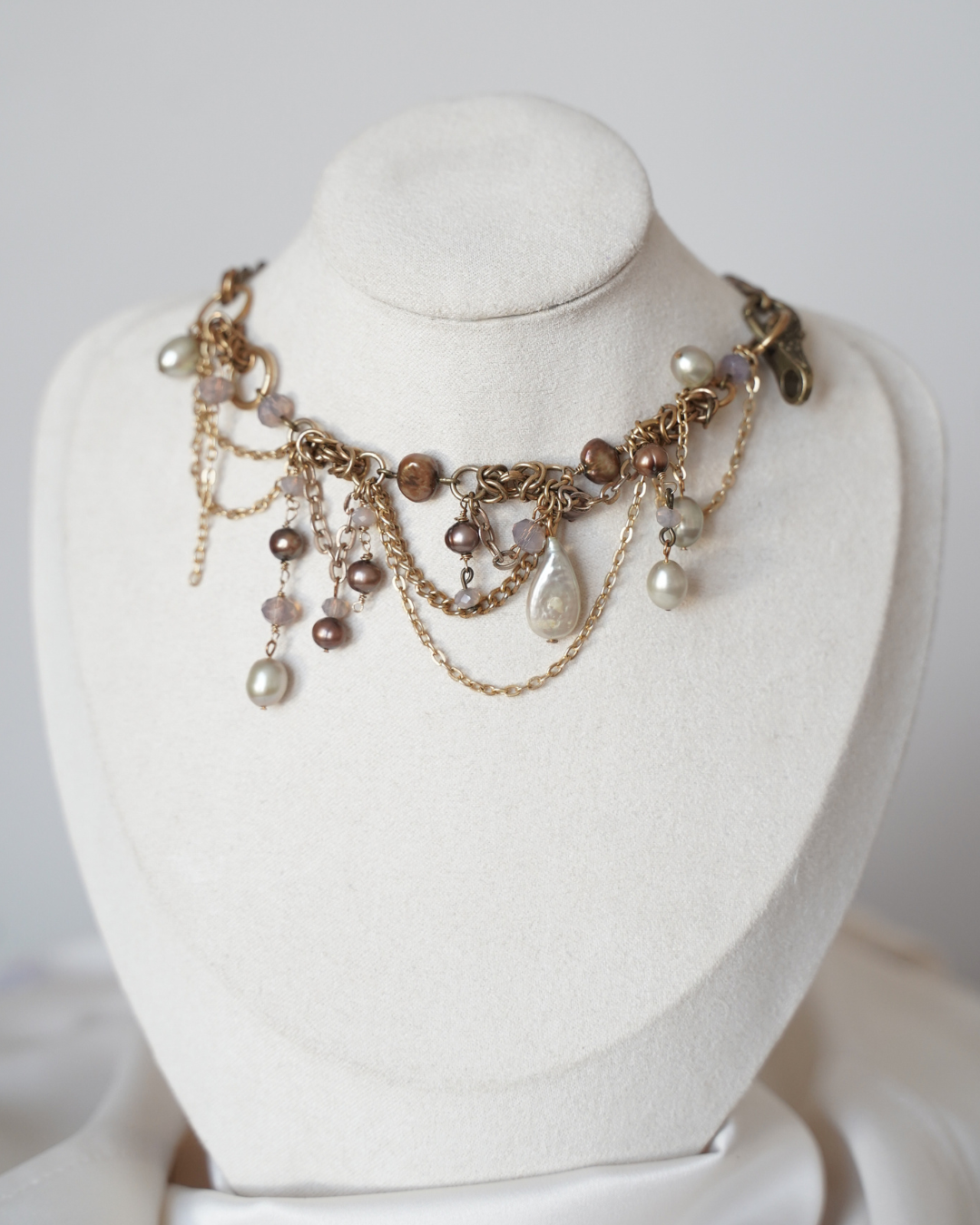 Gold Pearl Layered Choker