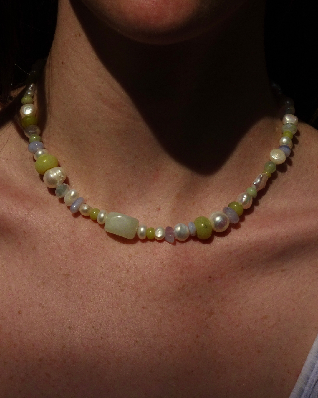 Seaglass Pearl Beaded Necklace