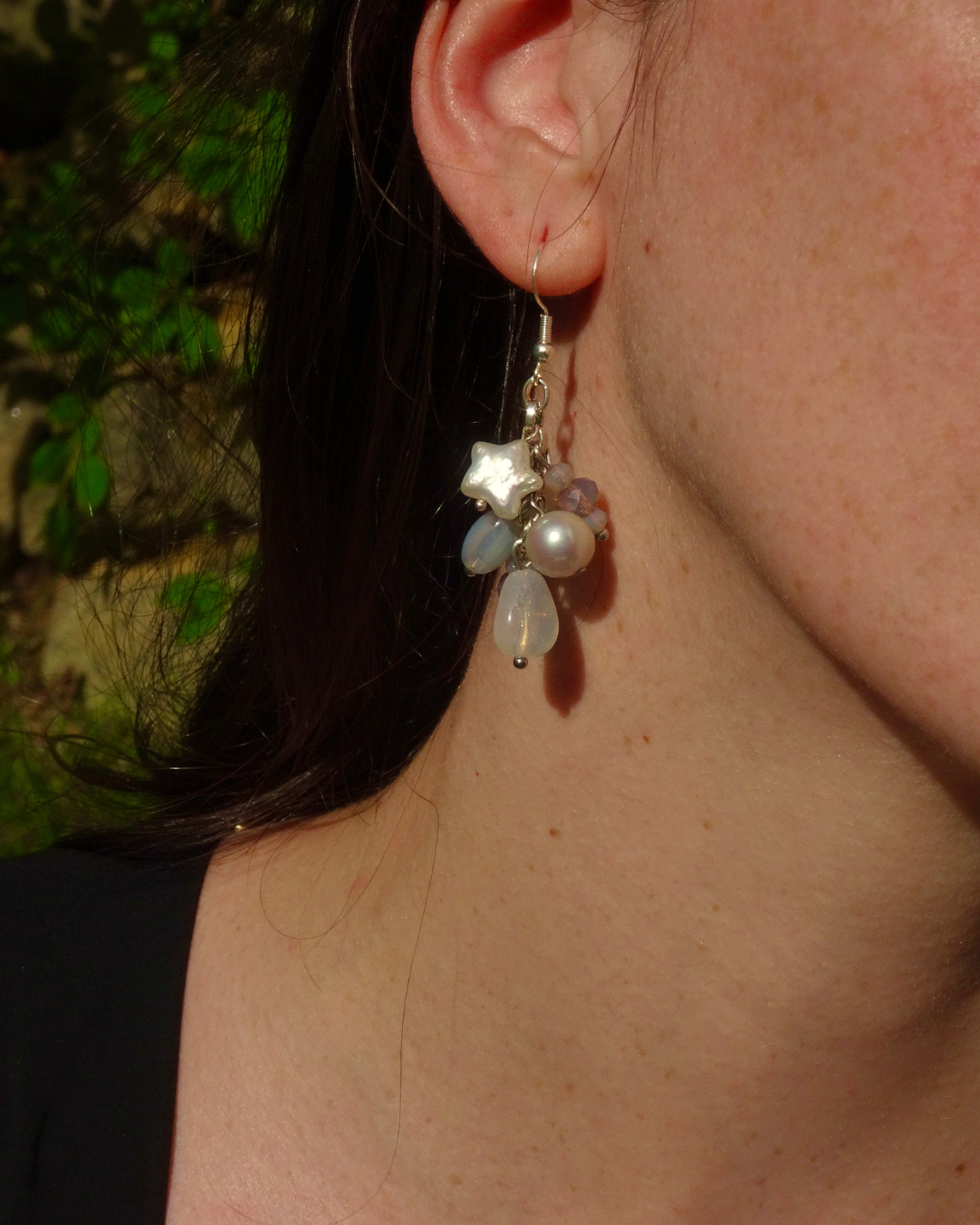 Opal Pearl Cluster Earrings