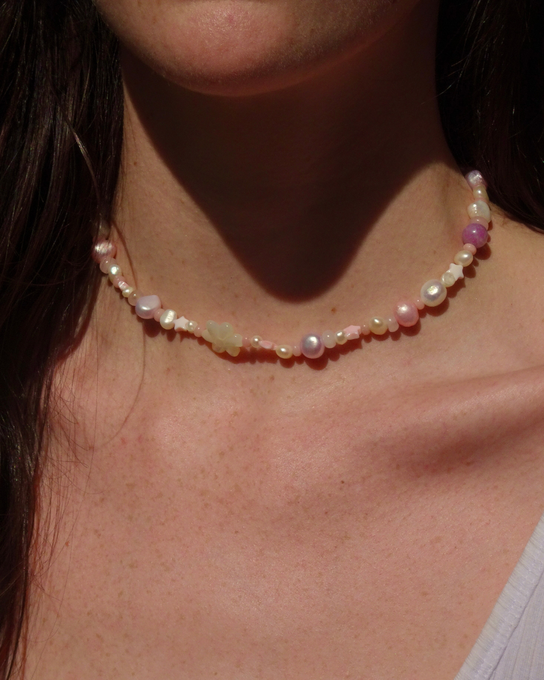 Flower Pearl Beaded Necklace