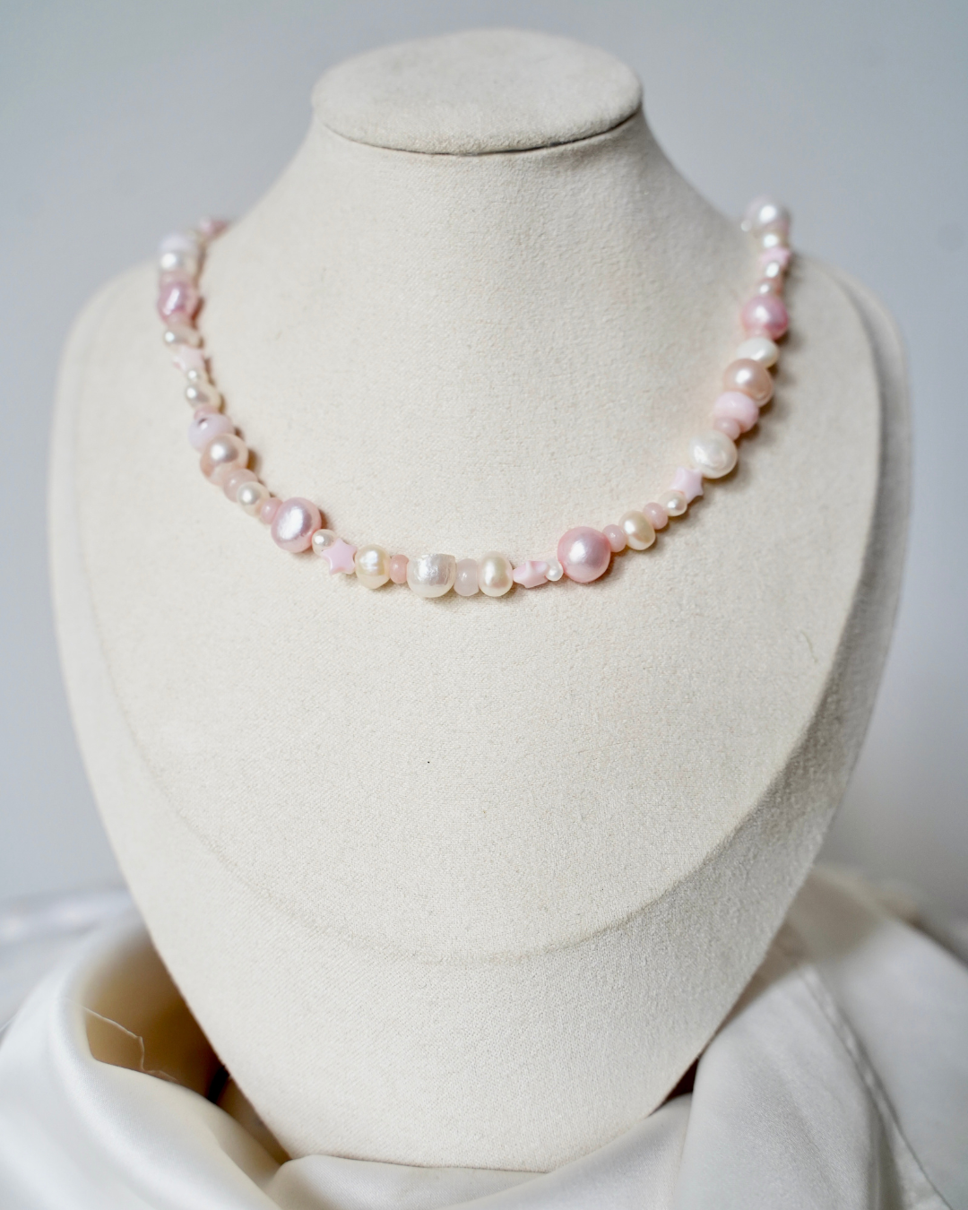 Baby Pink Beaded Choker