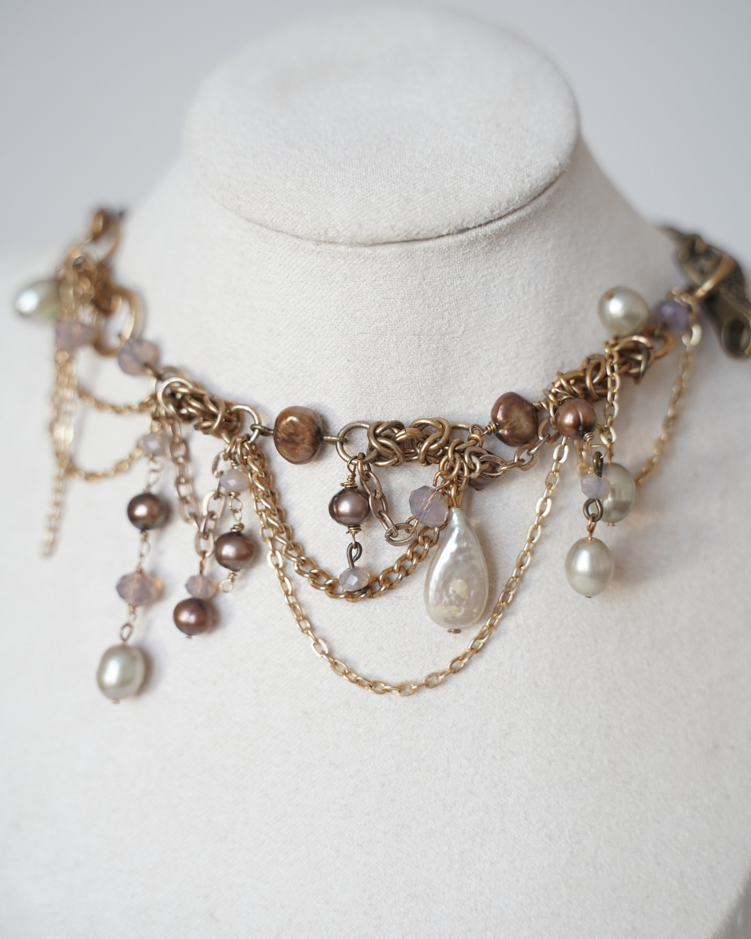 Gold Pearl Layered Choker