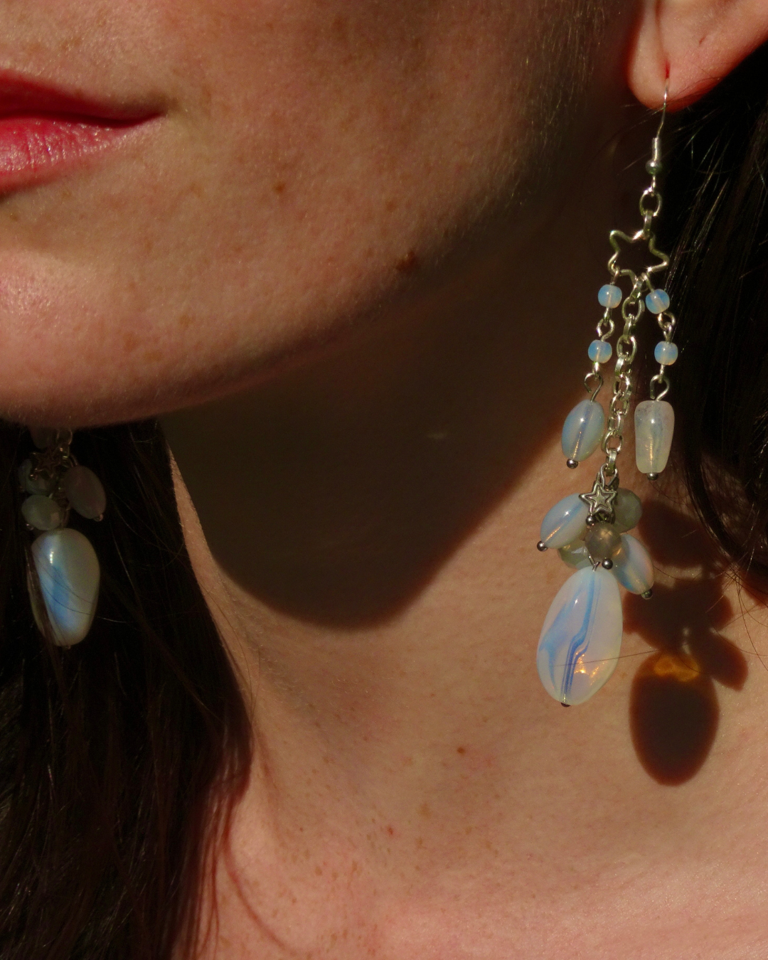 Opal Star Drop Earrings