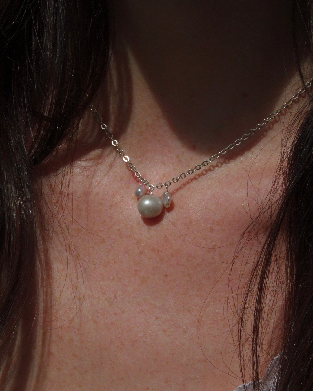 Three Pearl Pendant Necklace