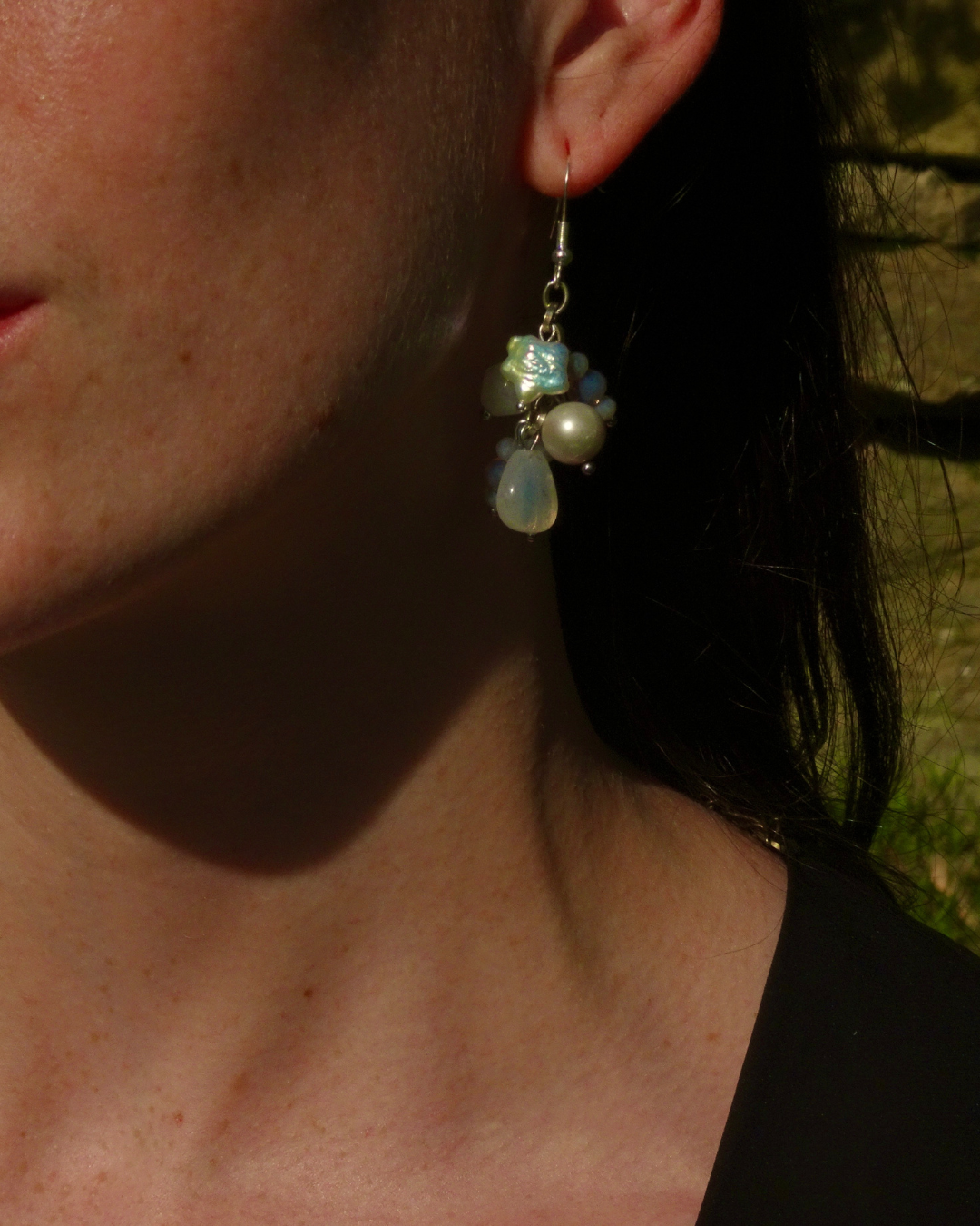 Opal Pearl Cluster Earrings