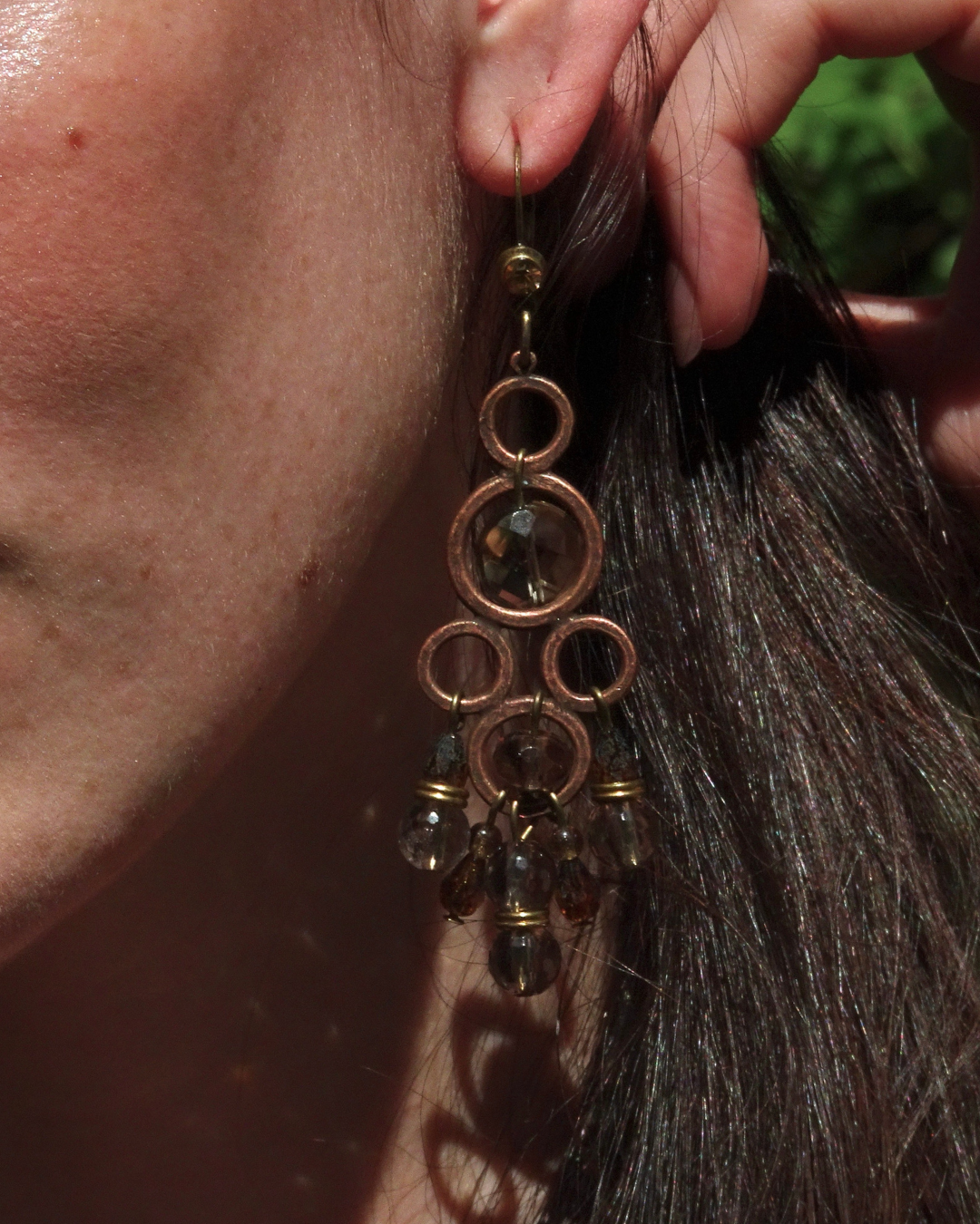 Amber Glass Beaded Earrings