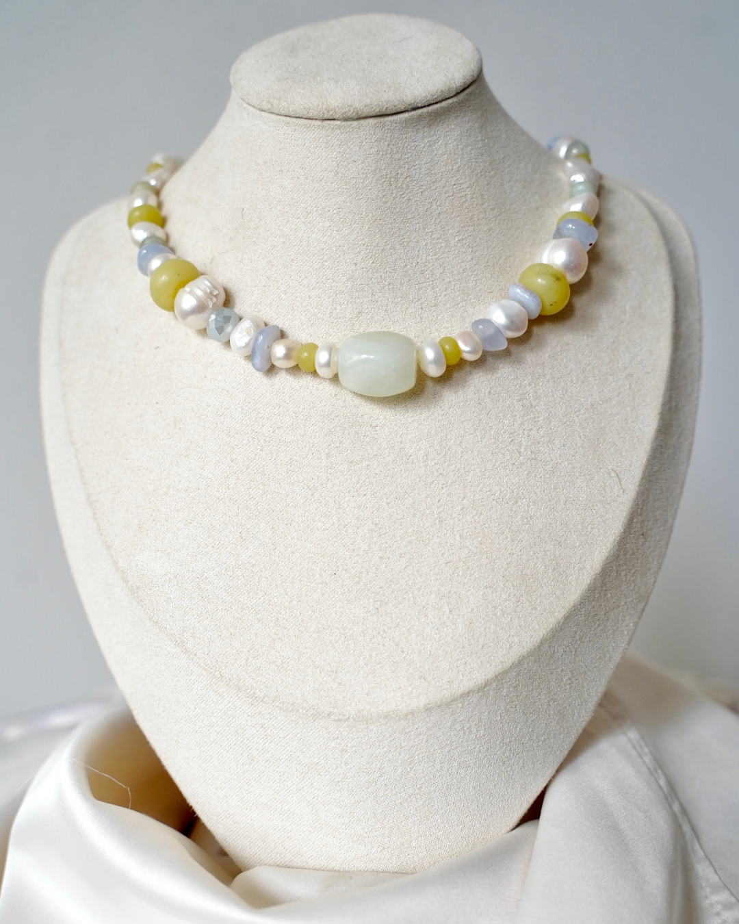 Seaglass Pearl Beaded Necklace