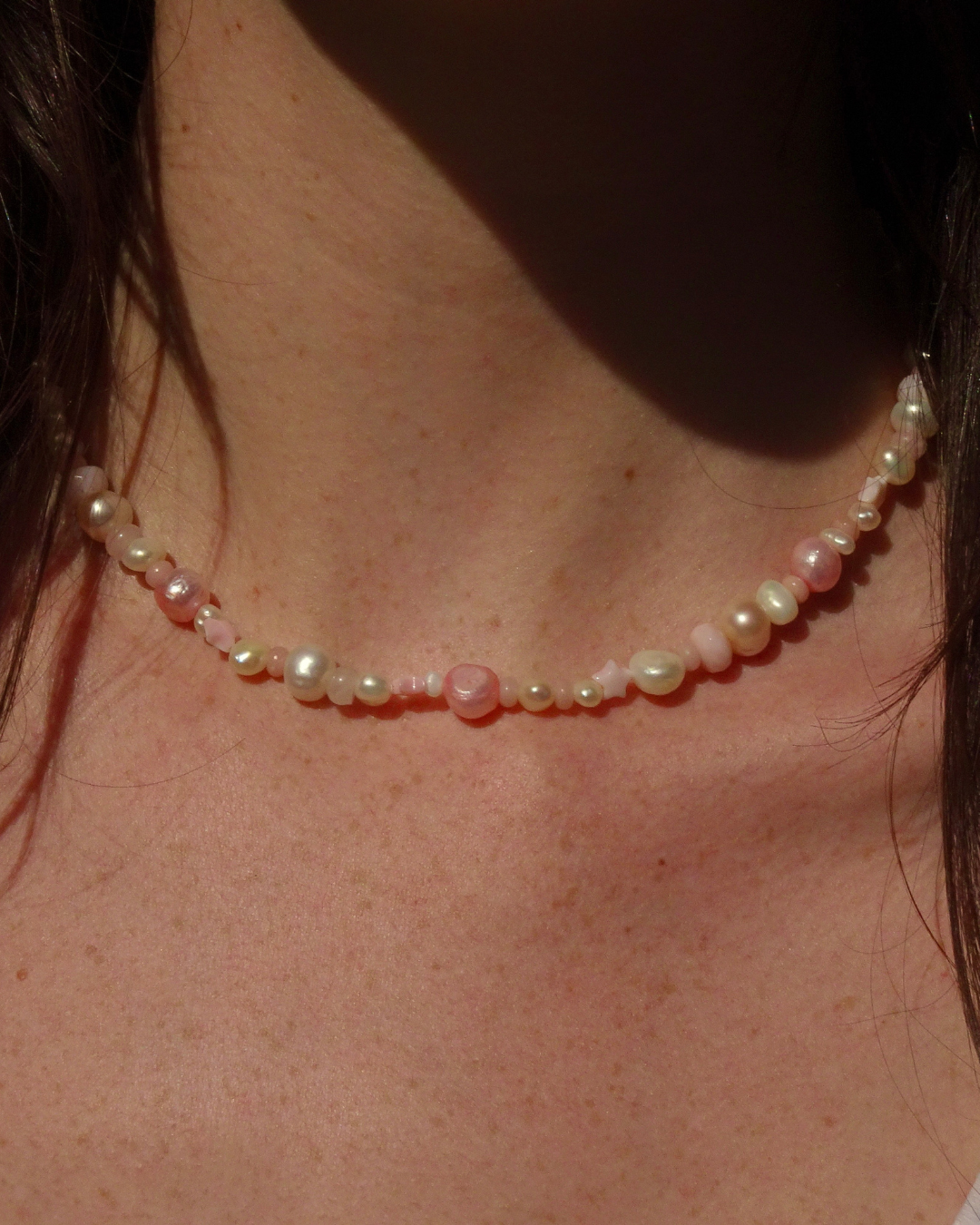 Baby Pink Beaded Choker