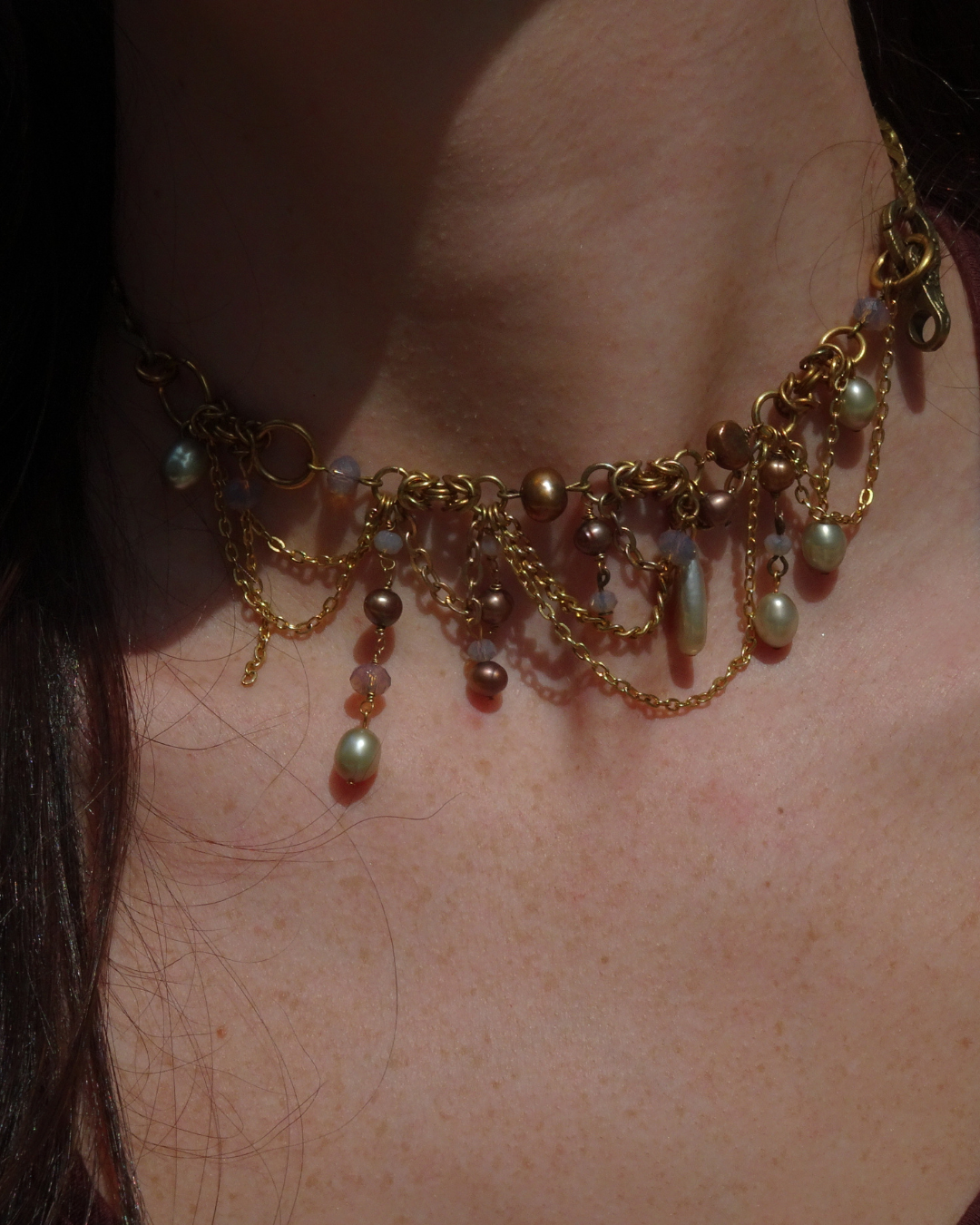 Gold Pearl Layered Choker