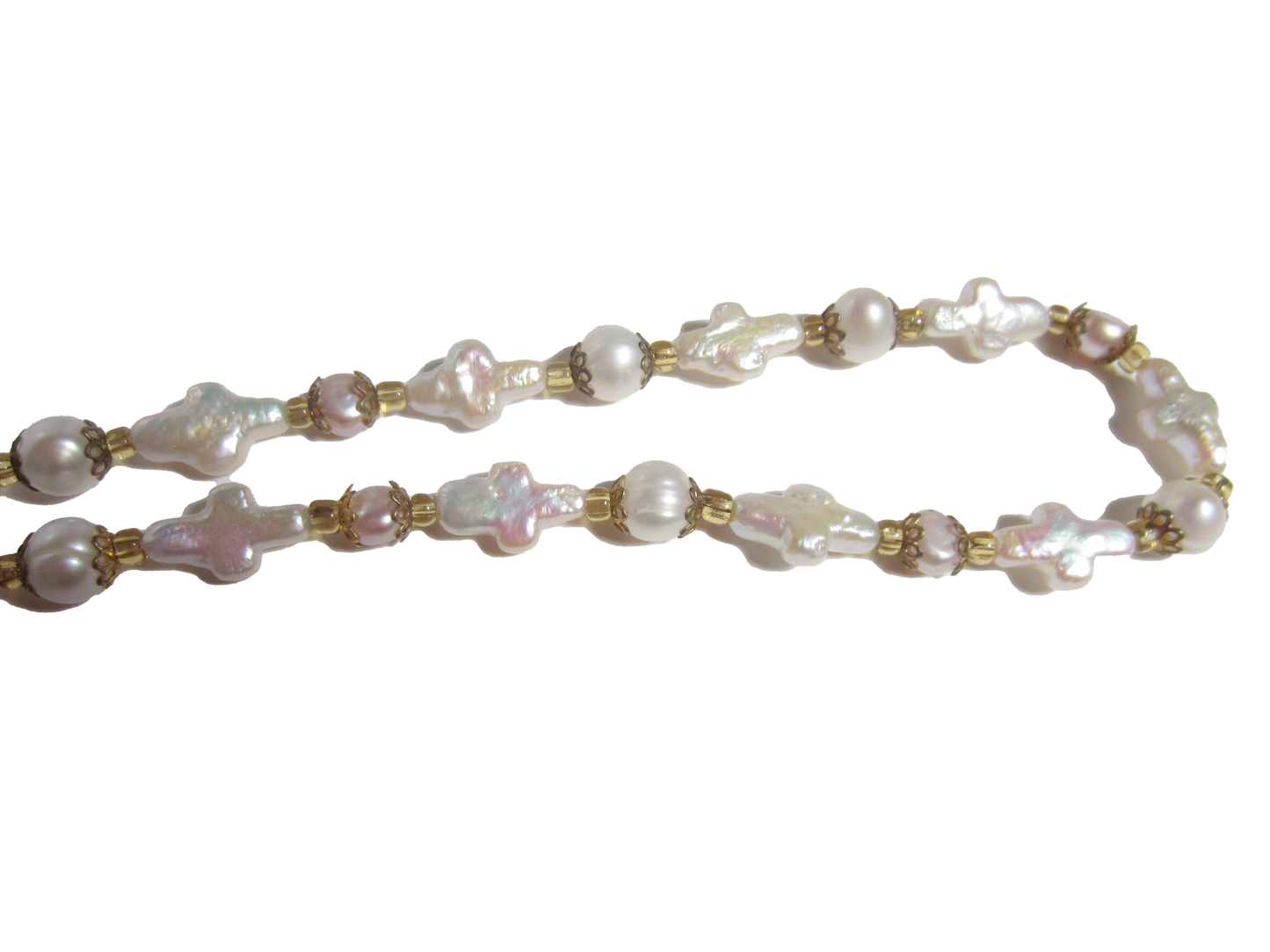 delicate cross pearl choker